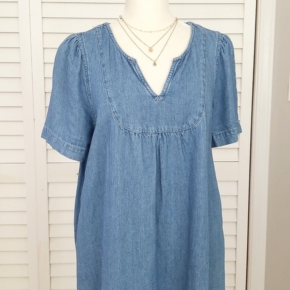 Madewell Denim Popover Swing Dress in Newsom Wash (M) - Picture 3 of 6